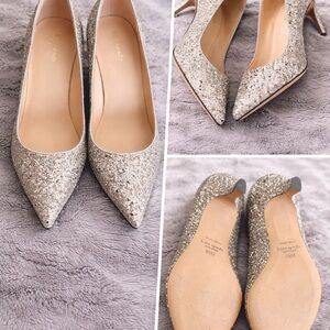 RHTF Kate Spade Silver Glitter Pumps – Size 8.5M – Pointed Toe Sparkle Heels